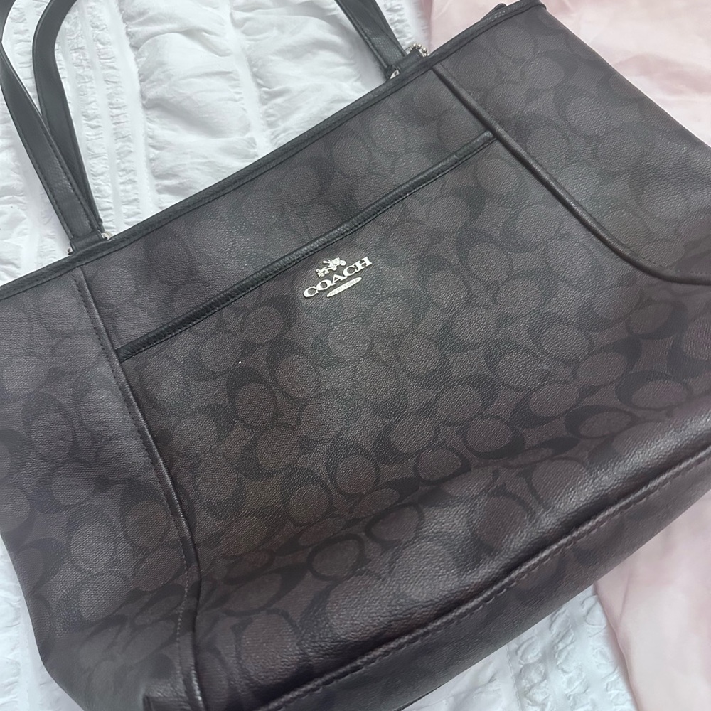 Coach Signature Black and Brown Tote